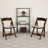 Flash Furniture 2-XF-2903-FRUIT-WOOD-GG 2 Pk. HERCULES Series Fruitwood Wood Folding Chair with Vinyl Padded Seat